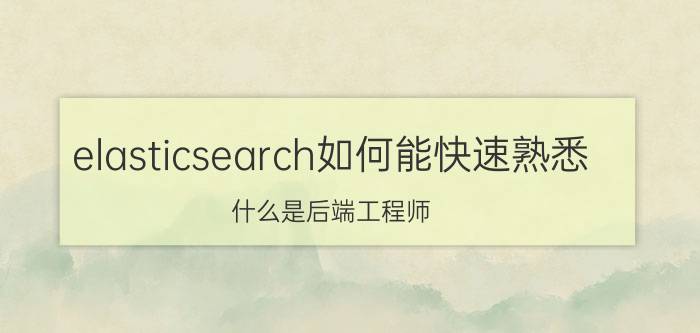 elasticsearch如何能快速熟悉 什么是后端工程师？